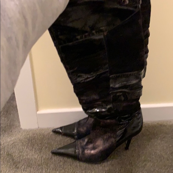 ALDO Black pointed toe OTK boots - Picture 8 of 8